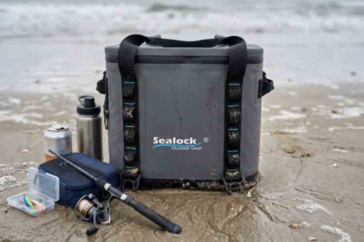 waterproof cooler tote bag for beach and boat trips on a wet deck