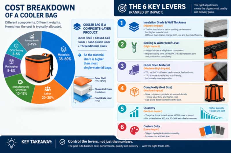 cost structure and the six main price levers for a custom insulated cooler backpack
